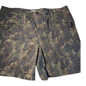 Orvis Green Camo Cargo Shorts Women’s Size 16 Cotton Stretch Utility